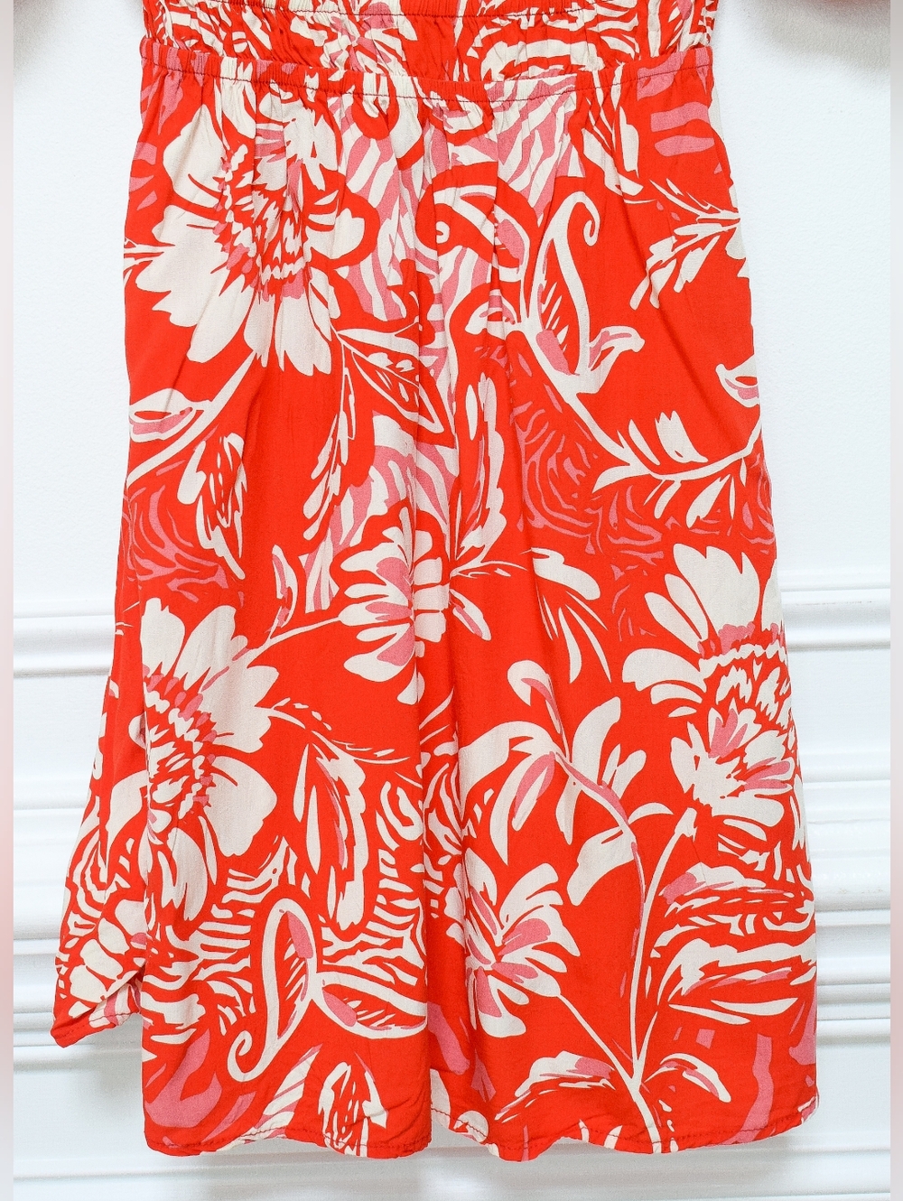 Anthropologie Abel The Label Red Floral Mini Dress Sundress Sz XS Boho Tropical - Picture 7 of 10